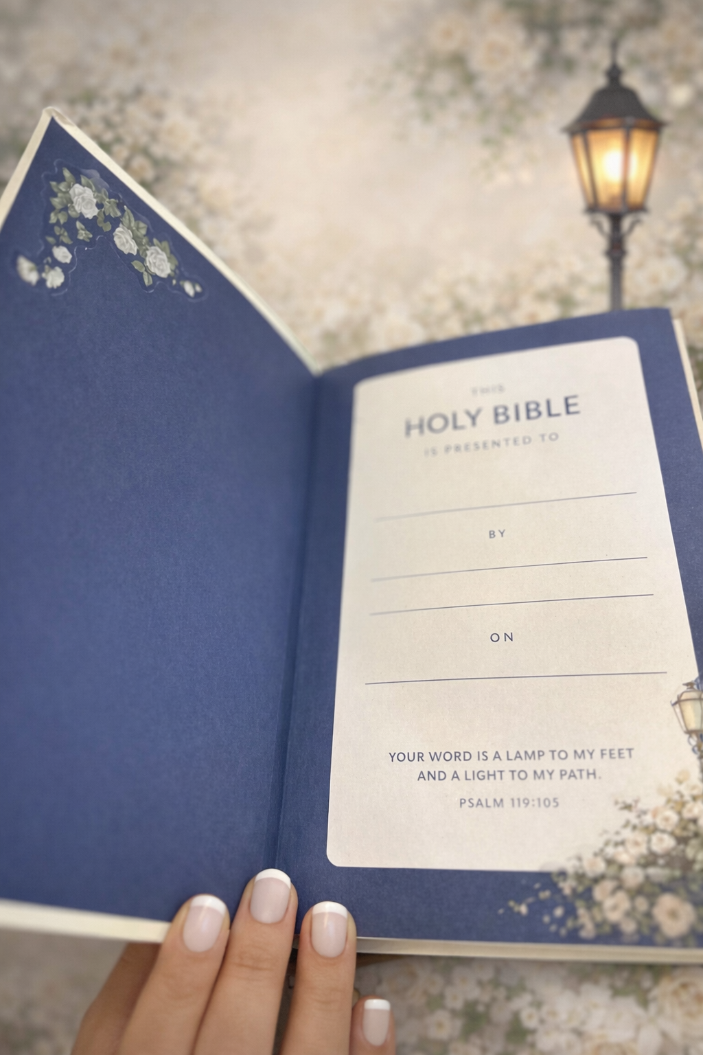 💙Navy Bloom NKJV Holy Bible | Custom Floral Designed Faith Edition
