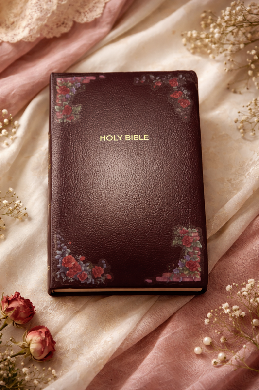 Have Faith” Heirloom Floral NKJV Bible – Custom Burgundy Edition