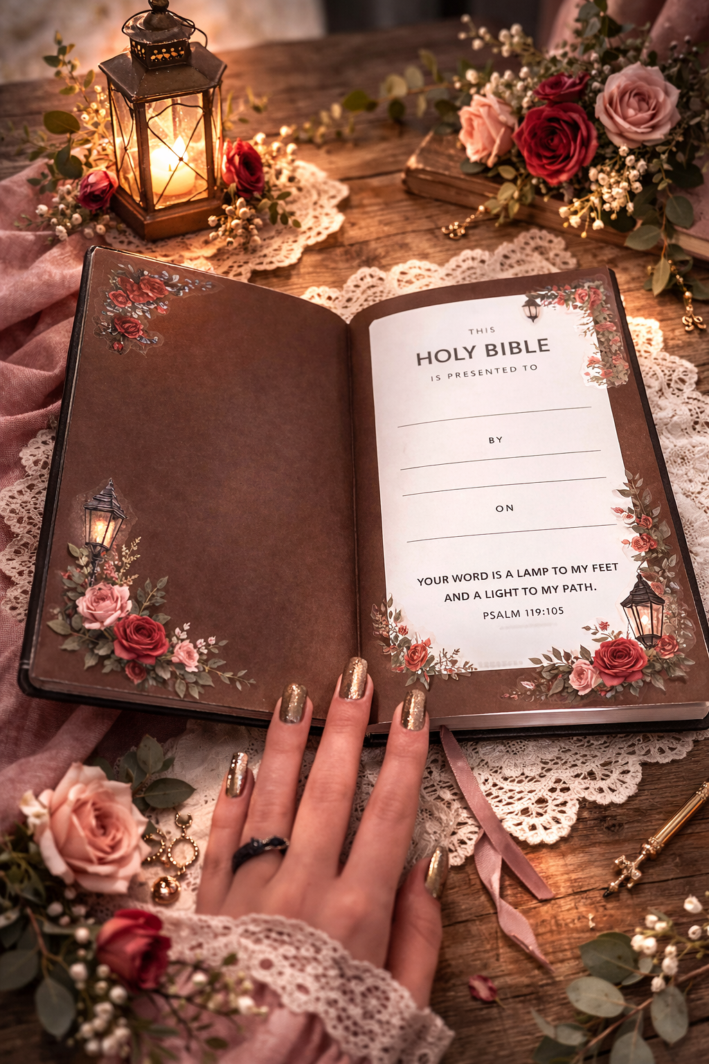 Have Faith” Heirloom Floral NKJV Bible – Custom Burgundy Edition
