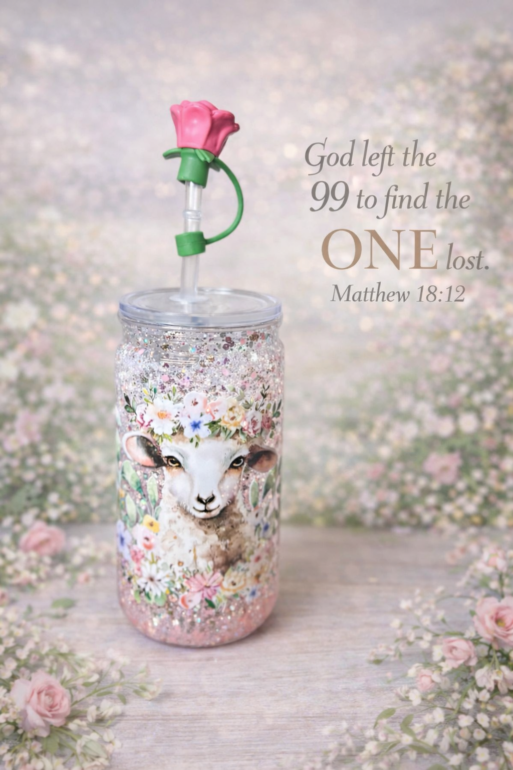 🌸✨ “Shepherd’s Bloom” GlitterSip 20 oz ✨🌸