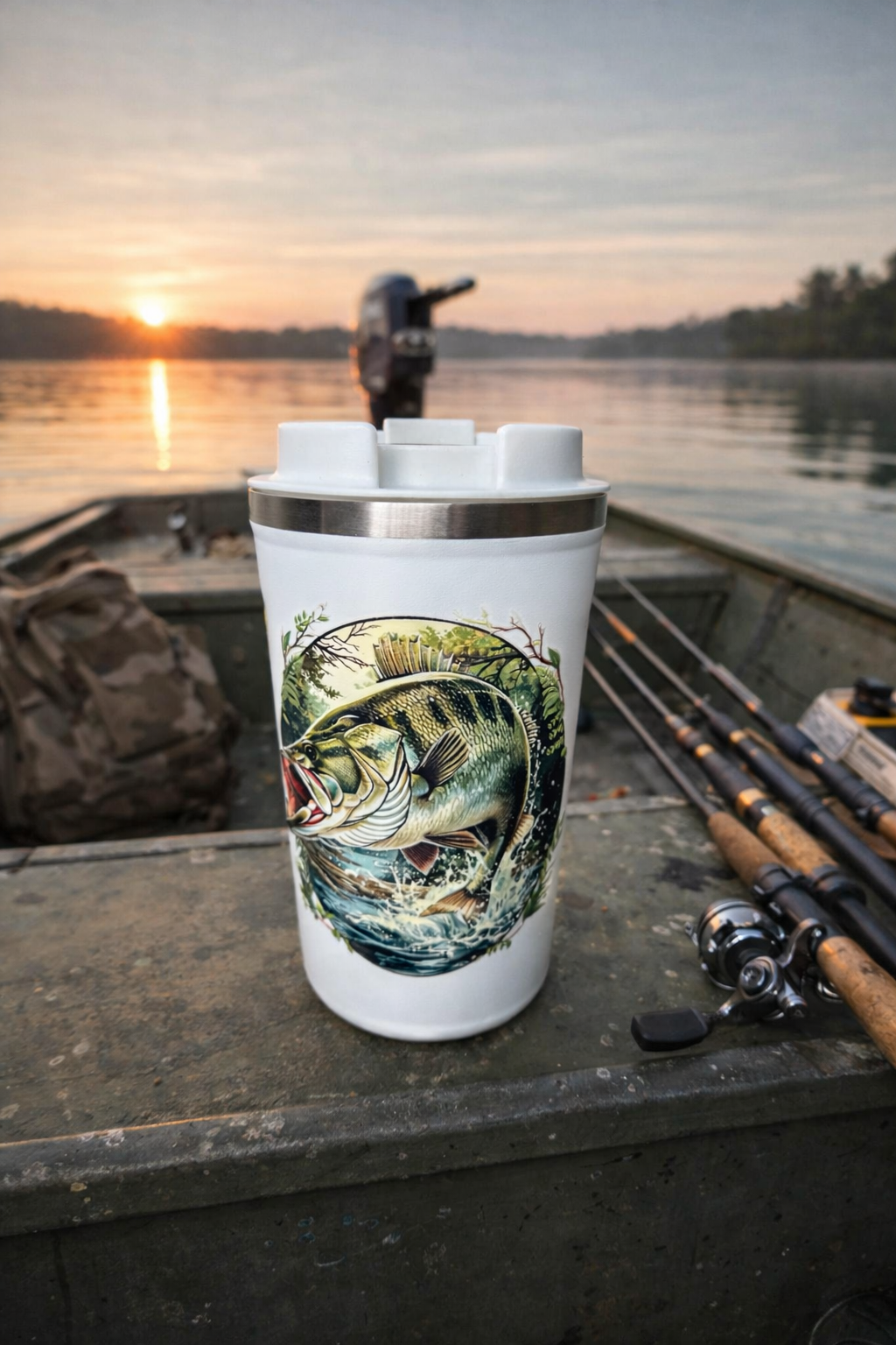 🎣
Hooked on Coffee 12 oz Sip & Go Fishing Travel Mug