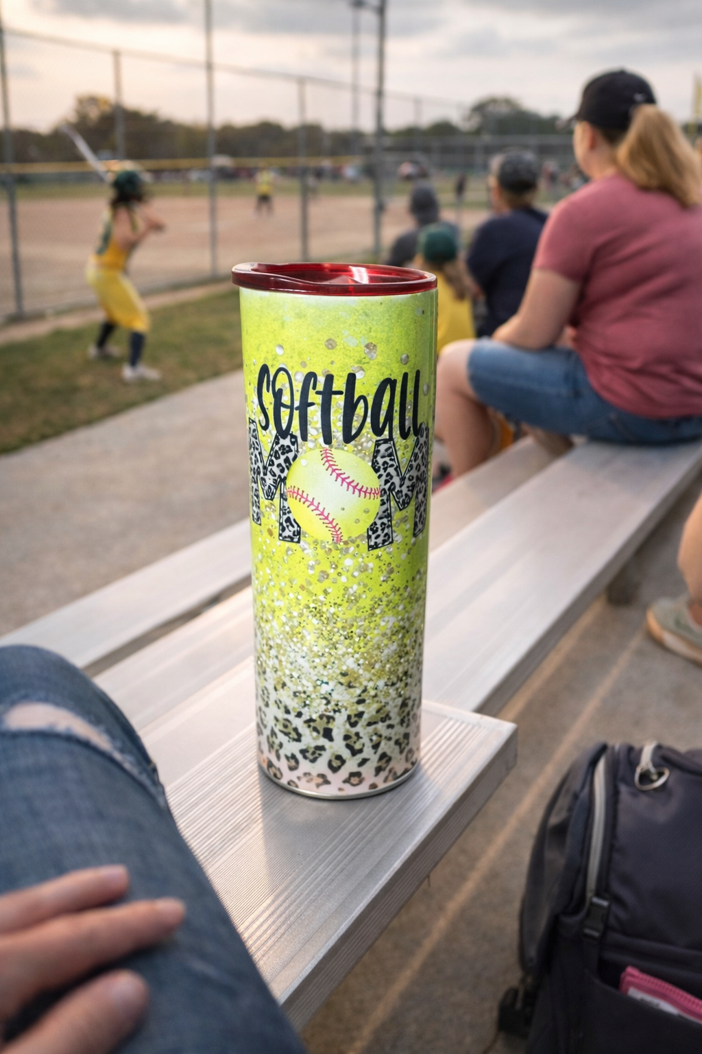🥎 Dugout Glow – 20 oz Softball Mom Tumbler