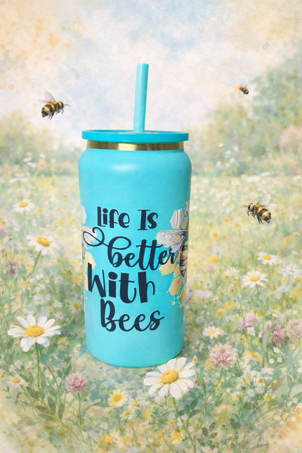 🐝 Golden Meadow Bee Pop – 20 oz Golden Pop Tumbler