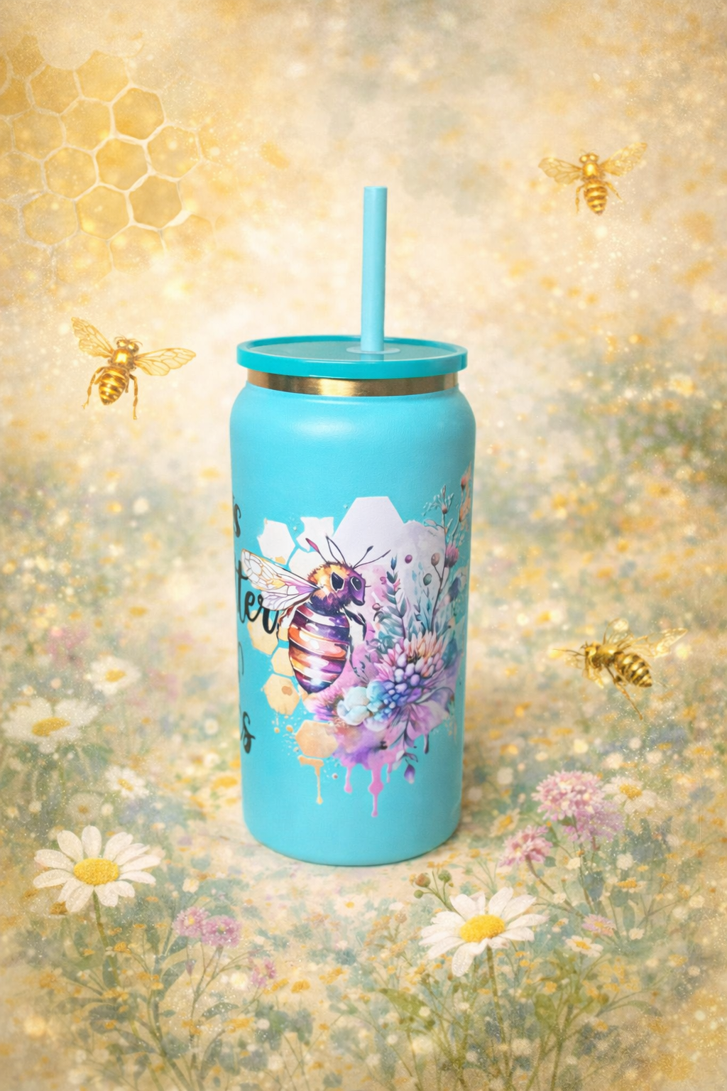 🐝 Golden Meadow Bee Pop – 20 oz Golden Pop Tumbler