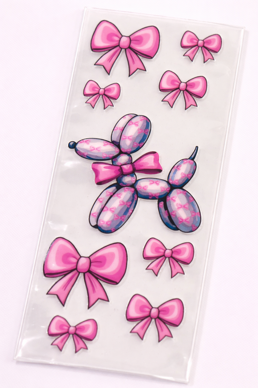 Bow Balloon Pup Pen Wrap – Pink Coquette UVDTF Decal Add-On 🎀🐩