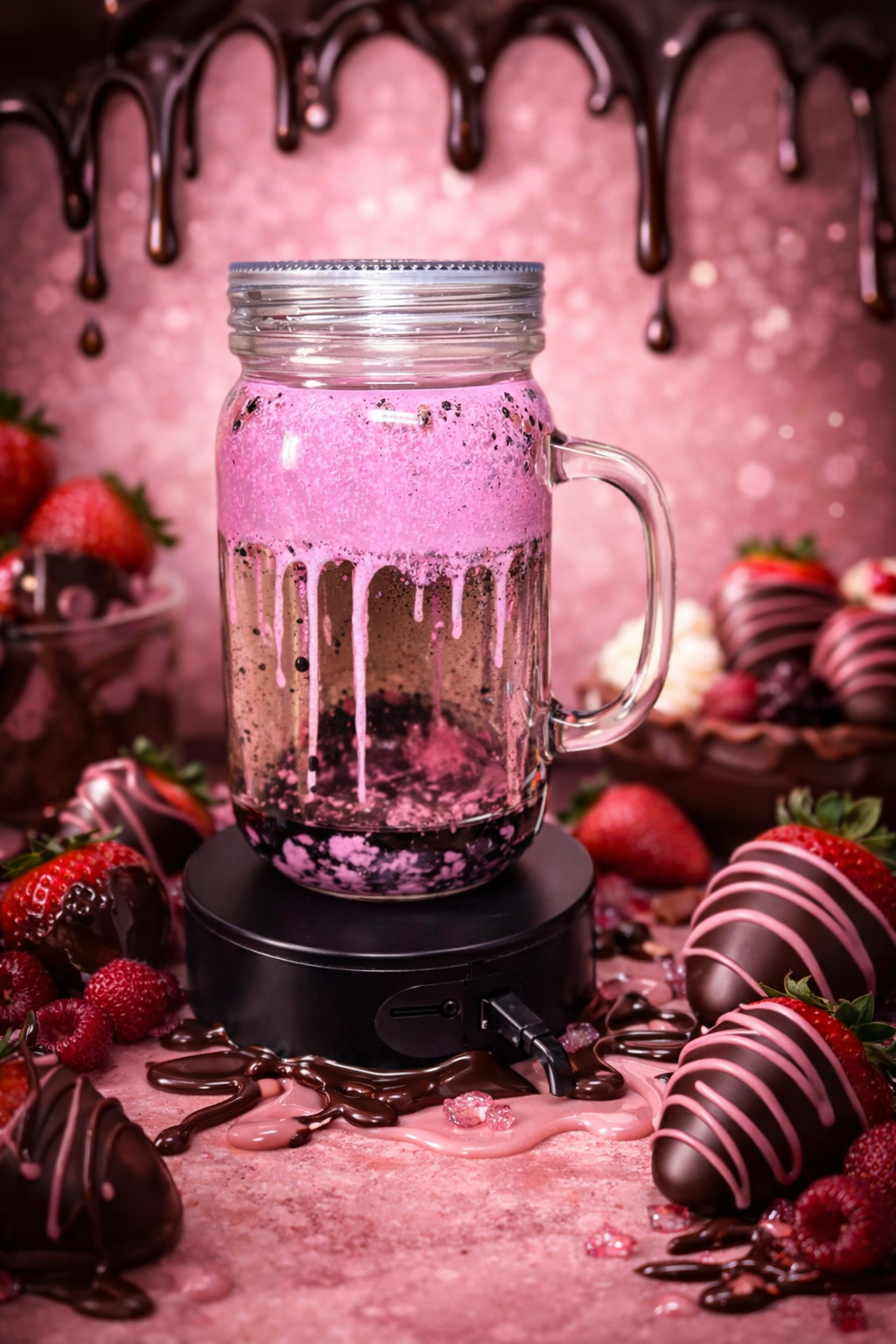 “Strawberry Drip Dream 🍫✨ | 20oz Chill Sip Snow Globe Tumbler”