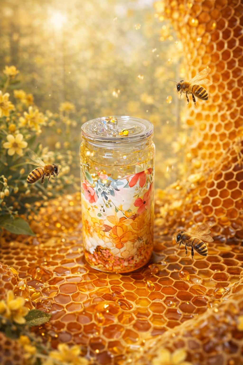 Golden Hive Glow ✨ Honey Drip Glitter Sip
