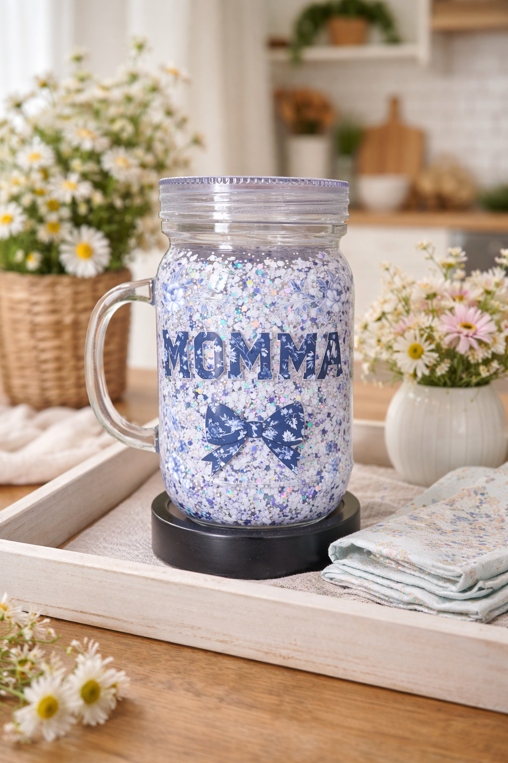 “Mommy’s Cottage Glow ✨ | 20oz ChillSip Snow Globe Tumbler”