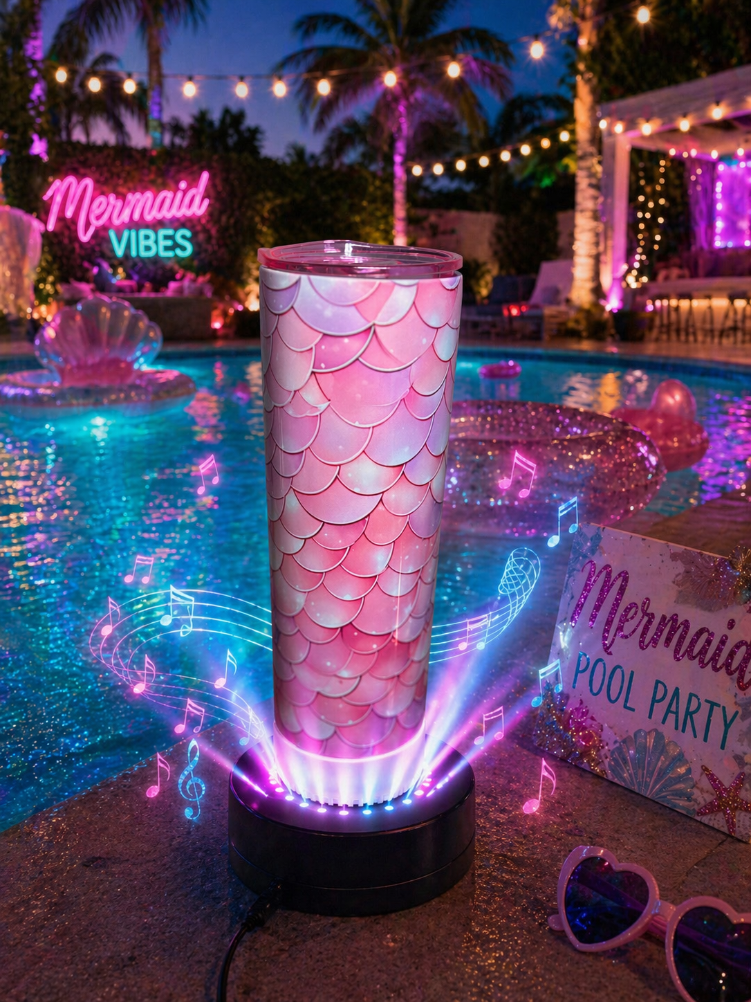 Mermaid Beats Sip & Sound™ 20oz Tumbler – Glow & Flow Edition 🧜‍♀️🎶