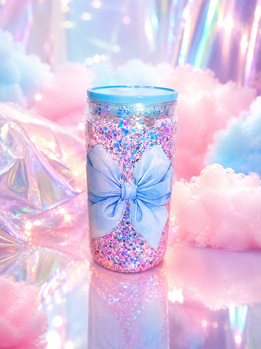 Cotton Candy Dreams GlitterSip™ – 16oz Acrylic Snow Globe Tumbler