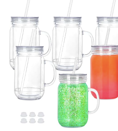 20 oz Acrylic Mason Jar Mug with Handle