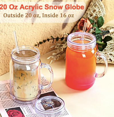 20 oz Acrylic Mason Jar Mug with Handle